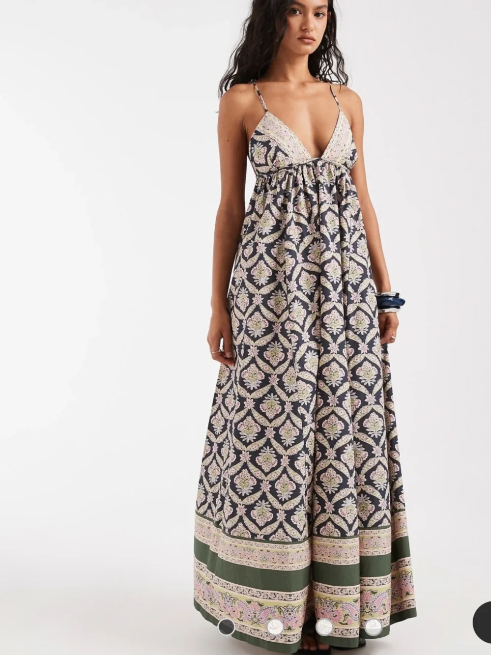 Free People Sorrento boho maxi dress in floral blueberry combo